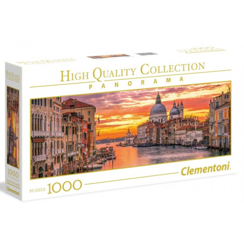 CLEMENTONI Panoramatické puzzle Kanál Grande, Benátky 1000 dílků ~ 1