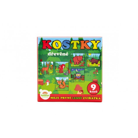 Teddies Kostky kubus Moje první lesní zvířátka dřevo 9ks v krabičce ~ 2