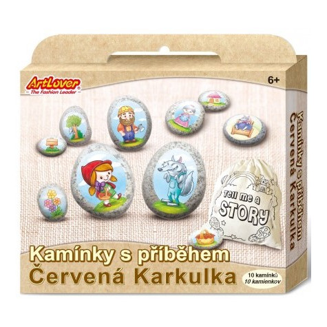 Malování na oblázky/kameny s příběhem - Červená Karkulka ~ 1