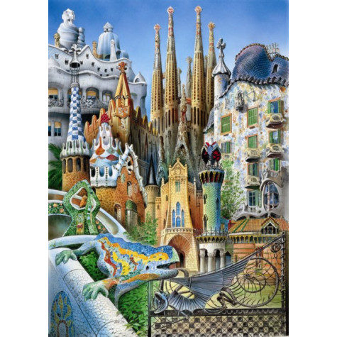 EDUCA Miniaturní puzzle Koláž z díla A.Gaudí 1000 dílků ~ 2