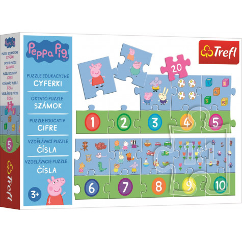Trefl Vzdělávací puzzle Čísla Prasátko Peppa 20 dílků ~ 1