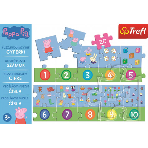 Trefl Vzdělávací puzzle Čísla Prasátko Peppa 20 dílků