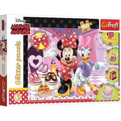 Trefl Třpytivé puzzle Minnie a Daisy 100 dílků