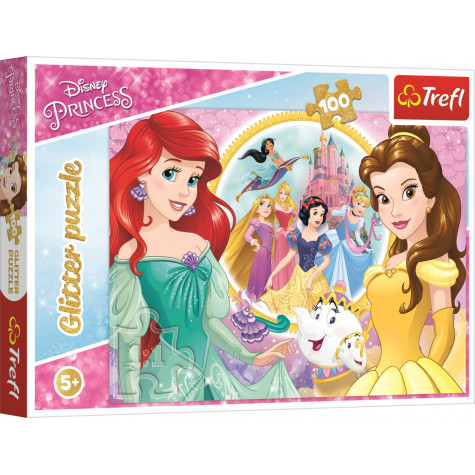 Trefl Třpytivé puzzle Disney princezny 100 dílků ~ 1