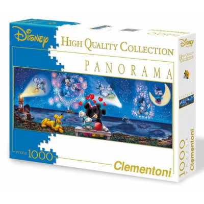 CLEMENTONI Panoramatické puzzle Mickey a Minnie 1000 dílků