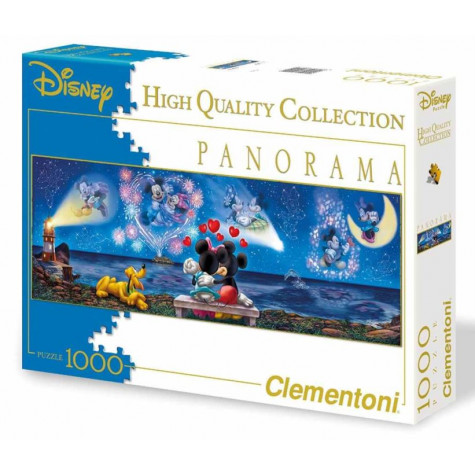 CLEMENTONI Panoramatické puzzle Mickey a Minnie 1000 dílků ~ 1