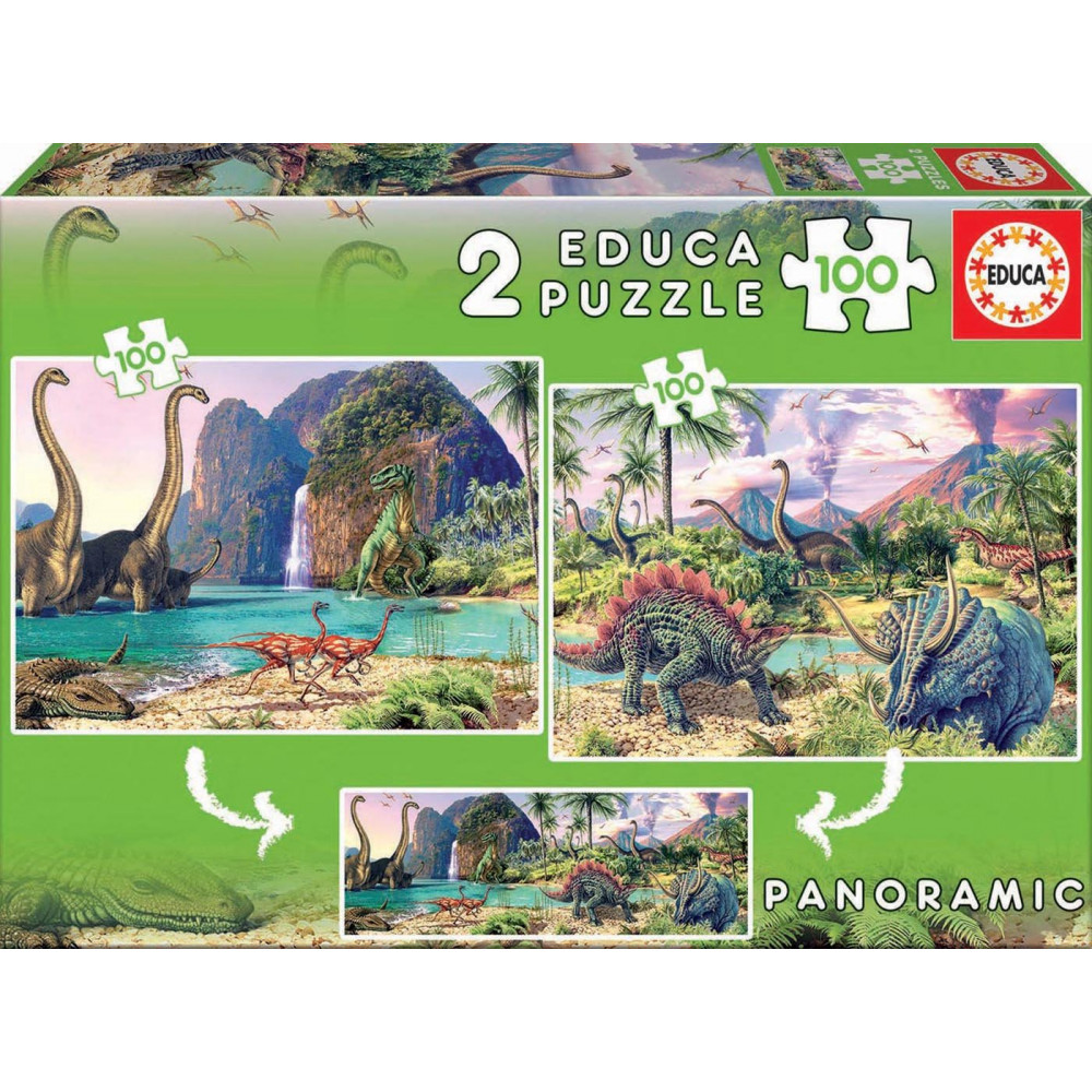EDUCA Puzzle Dinosauří svět 2x100 dílků