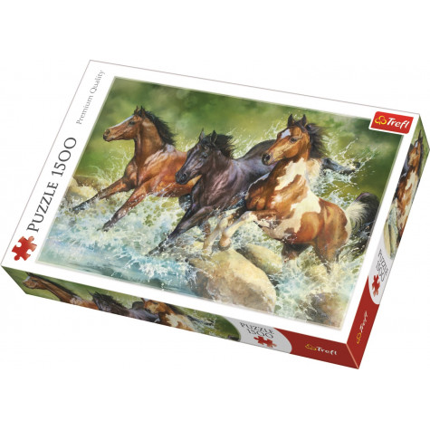 Trefl Puzzle Tři divocí koně 1500 dílků ~ 1