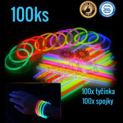 Lightstick Svítící náramky 100ks - mix barev