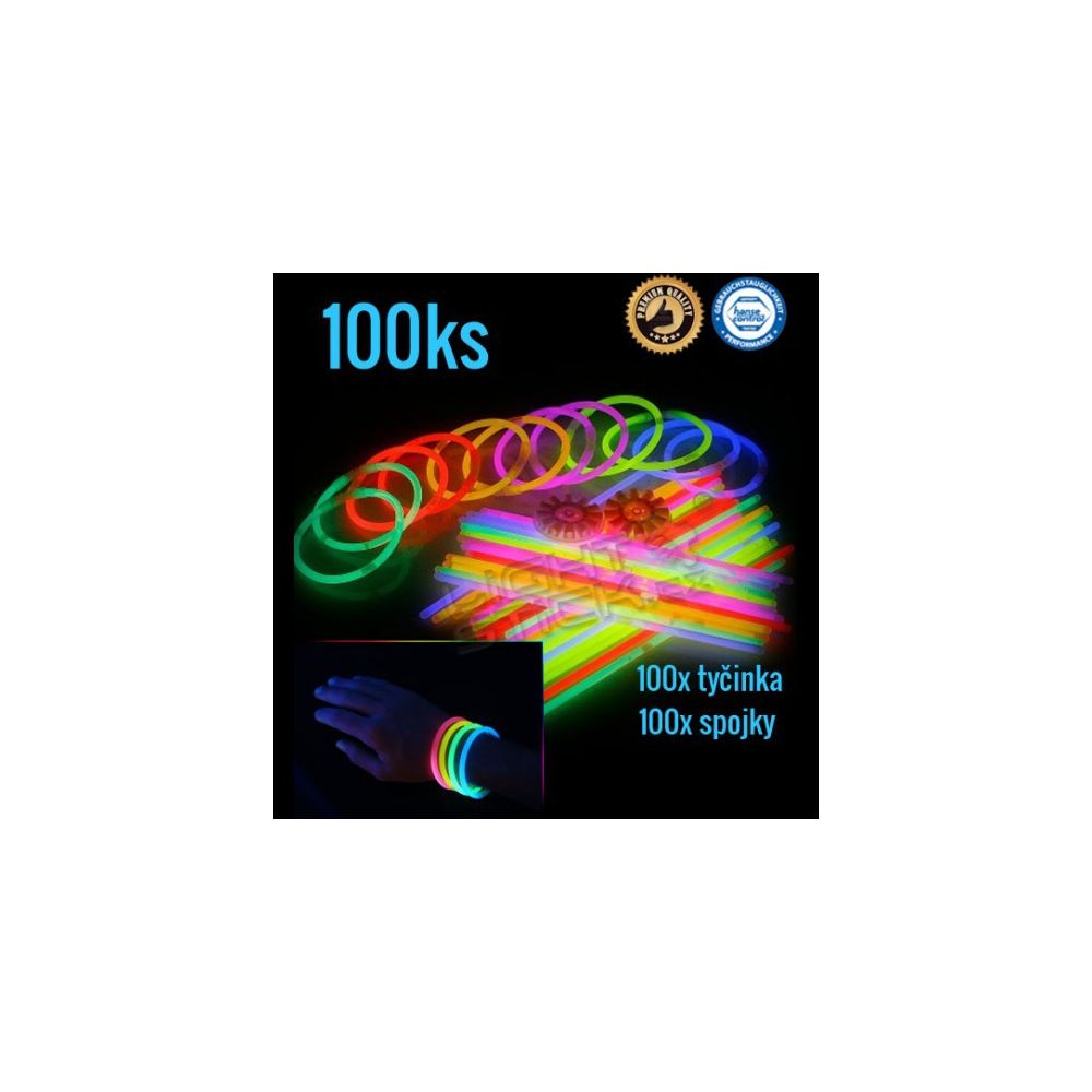 Lightstick Svítící náramky 100ks - mix barev