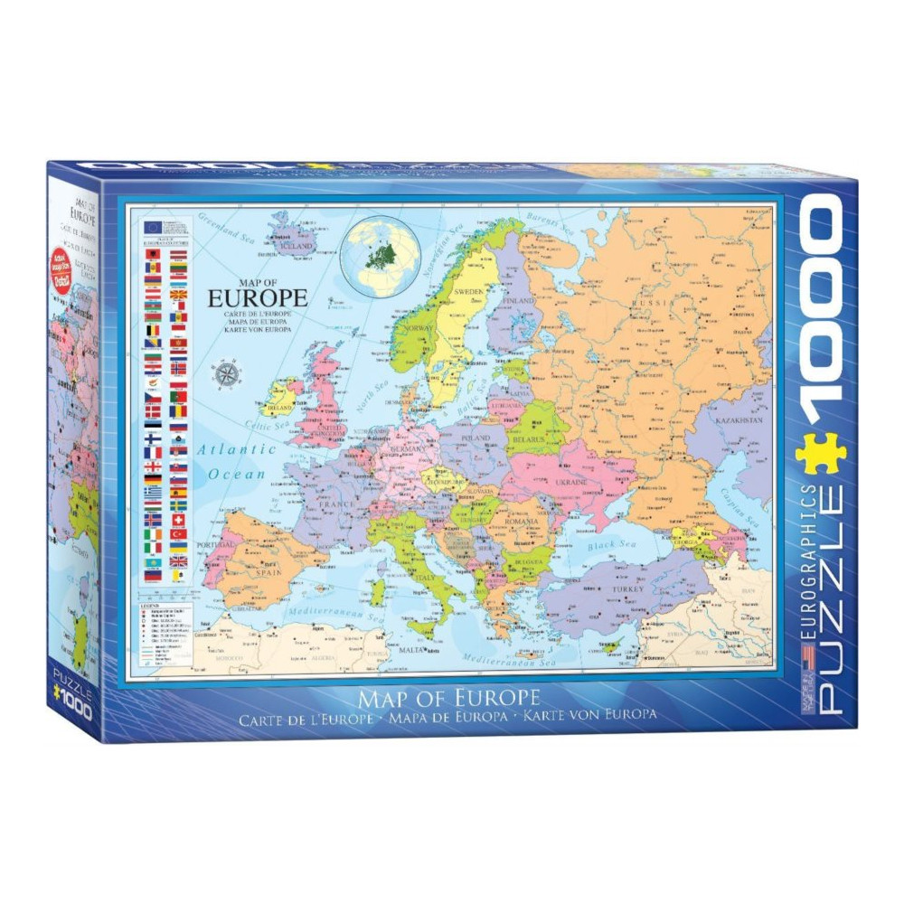 EUROGRAPHICS Puzzle Mapa Evropy 1000 dílků