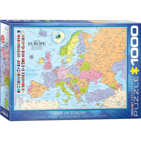 EUROGRAPHICS Puzzle Mapa Evropy 1000 dílků ~ 1