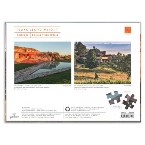 GALISON Oboustranné puzzle Frank Lloyd Wright: Taliesin a Taliesin West 500 dílků