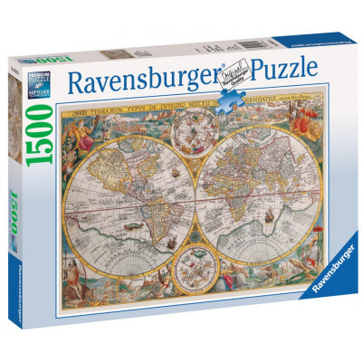 RAVENSBURGER Puzzle Mapa světa r.1594, 1500 dílků