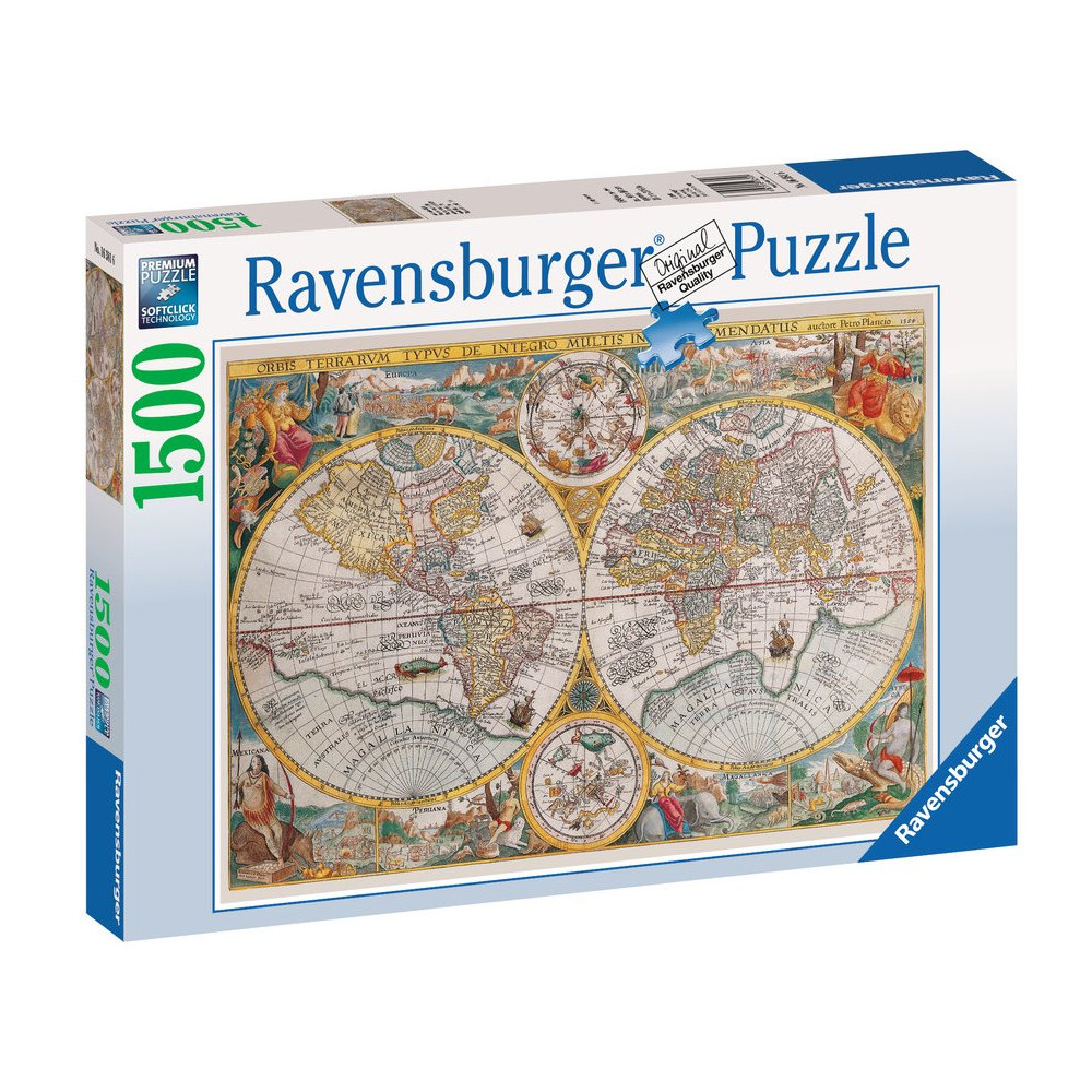 RAVENSBURGER Puzzle Mapa světa r.1594, 1500 dílků