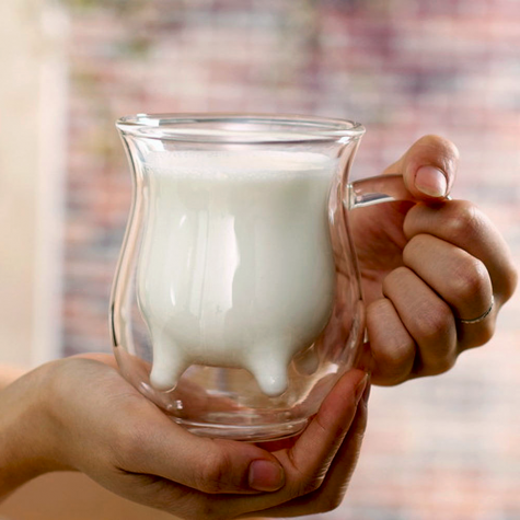 Skleněný hrneček na mléko 250 ml ~ 3