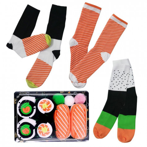 Veselé ponožky 3 ks - Set sushi - vel. uni