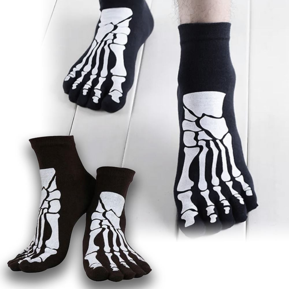 Prstové ponožky - Kostlivec černé - vel. uni