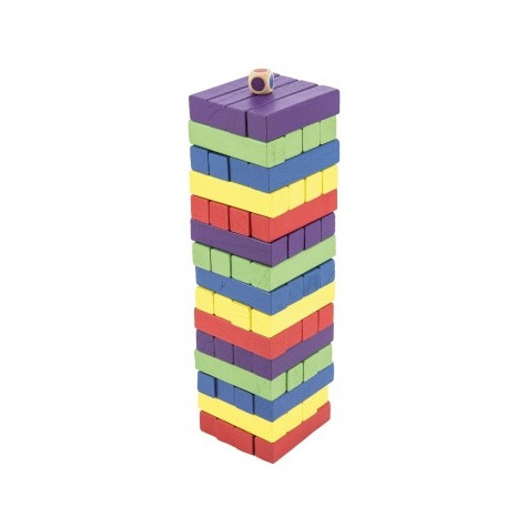Hra věž dřevěná 60ks barevných dílků v krabičce 7,5x27,5x7,5cm ~ 2