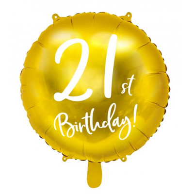 Fóliový balónek zlatý - 21. narozeniny