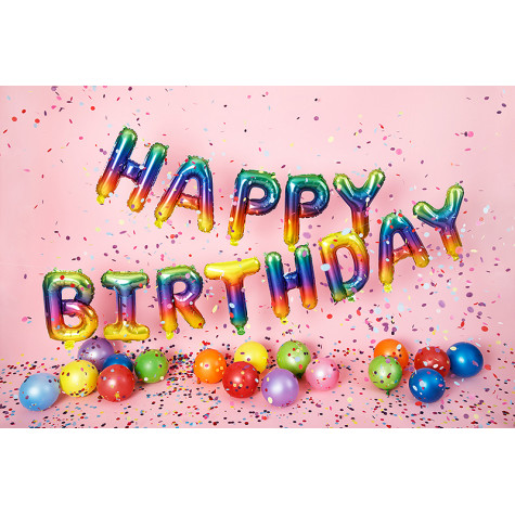 Nafukovací balónky - nápis Happy Birthday - barevné