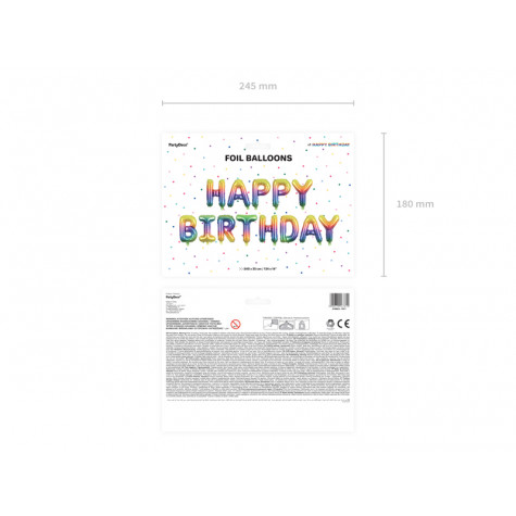 Nafukovací balónky - nápis Happy Birthday - barevné