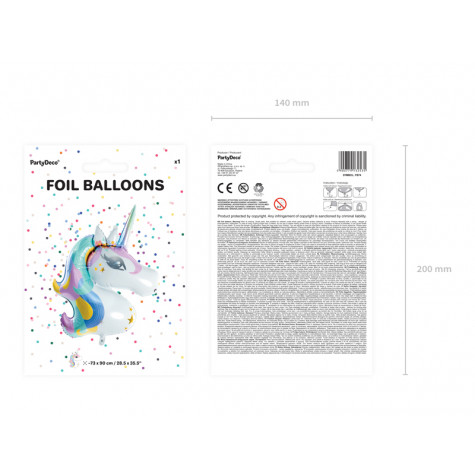 Fóliový balónek Jednorožec 65 x 100 cm