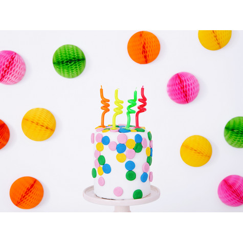 Narozeninové svíčky na dort zakroucené - 4 ks barevné