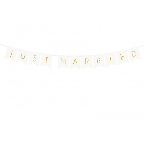 Papírový banner - Just Married - bílý