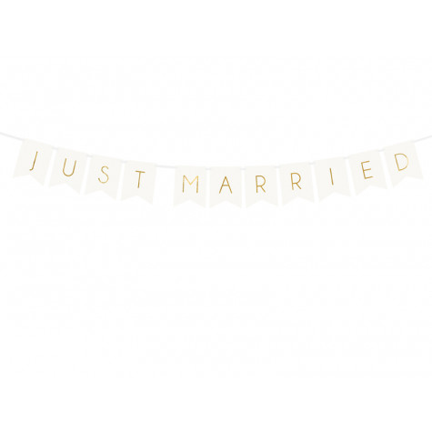 Papírový banner - Just Married - bílý ~ 1