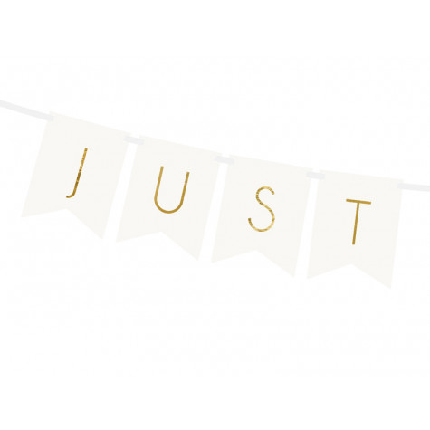 Papírový banner - Just Married - bílý ~ 2