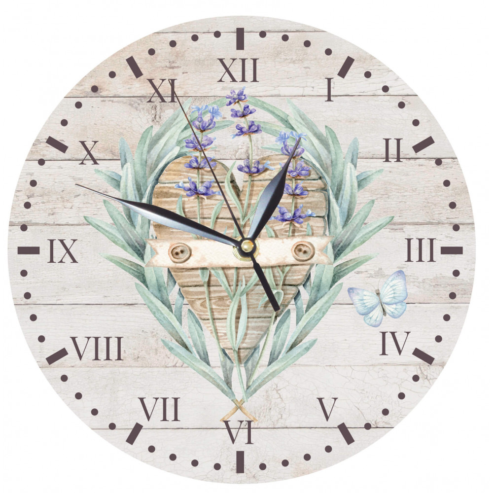 Dřevěné hodiny 24 cm - Levandule