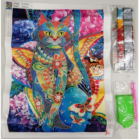 Diamantové malování svítící ve tmě - kočka ~ 2