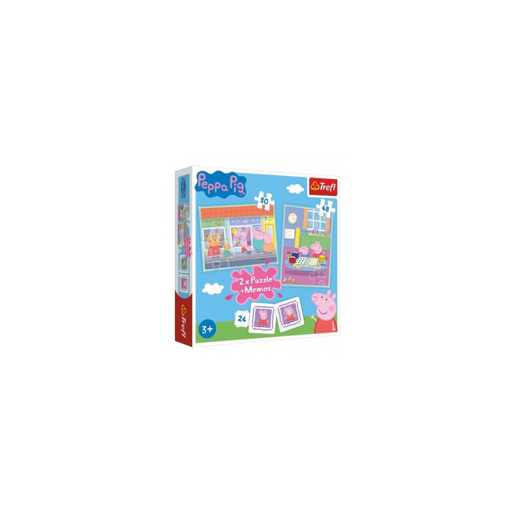 Puzzle 2v1 Prasátko Peppa/Peppa Pig 30+48 dílků + pexeso