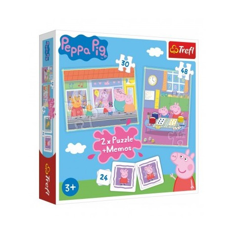 Puzzle 2v1 Prasátko Peppa/Peppa Pig 30+48 dílků + pexeso