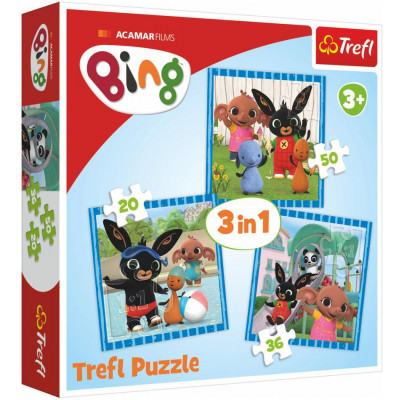 Trefl Puzzle 3v1 Bing Bunny Zábava s přáteli