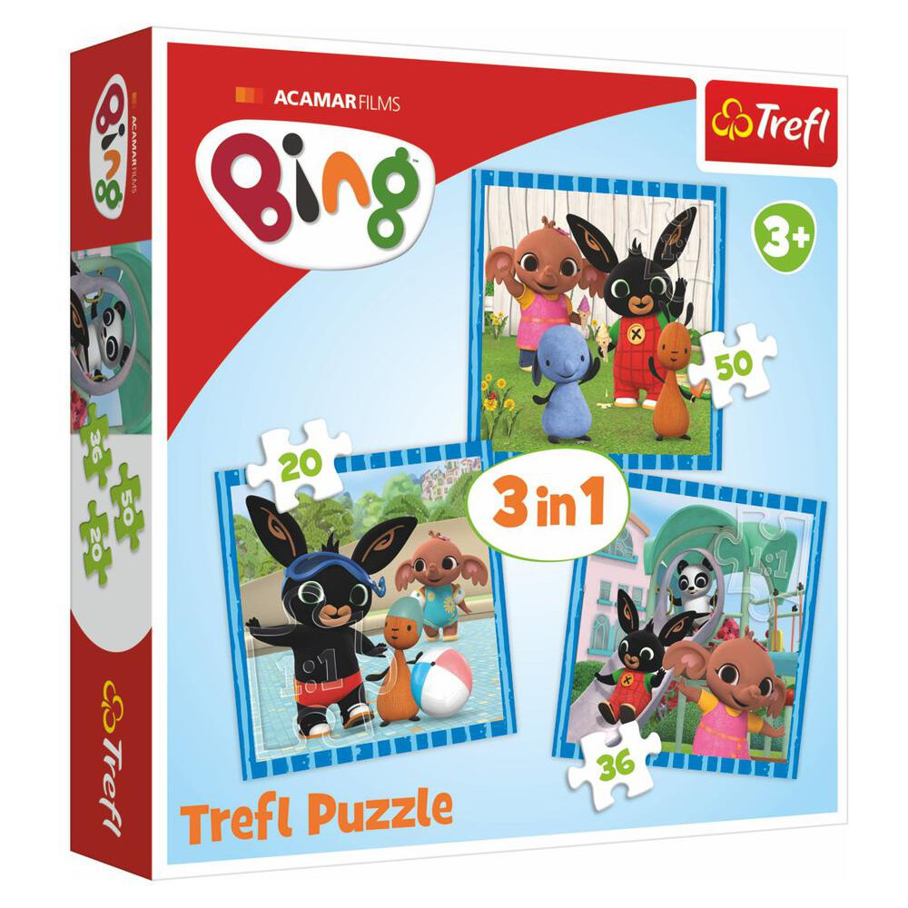 Trefl Puzzle 3v1 Bing Bunny Zábava s přáteli