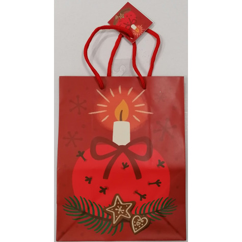 Vánoční dárková taška - červená - střední 23x18x10cm