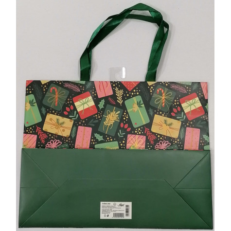 Vánoční dárková taška - zelená - velká 23x30x12cm