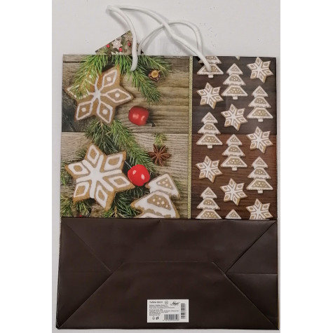 Vánoční dárková taška - hnědá - velká 32x26x12cm