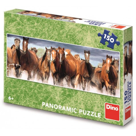 Dino Koně ve vodě panoramic puzzle 150 dílků