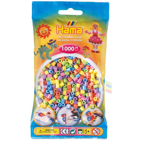 Hama Zažehlovací korálky Midi pastelové barvy 1000ks v sáčku ~ 1