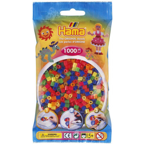 Hama Zažehlovací korálky Midi transparentní neonové 1000ks v sáčku ~ 1