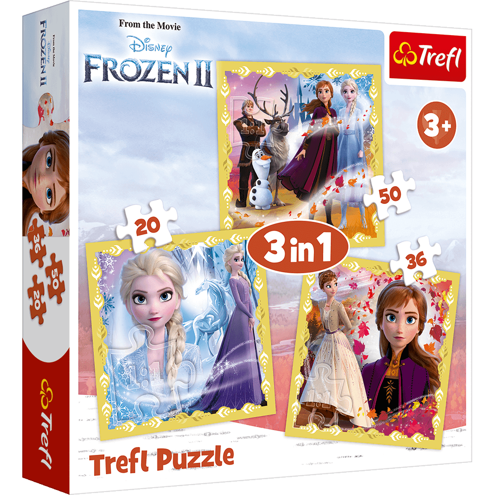 Trefl Puzzle 3v1 Ledové království II/Frozen II 20, 36 a 50 dílků