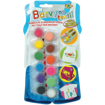 Barvy na textil 12 ks + štětec