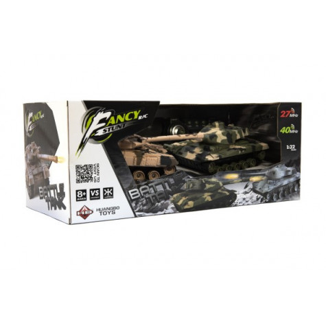 Tank RC maskáč 2ks 25cm tanková bitva+dobíjecí pack 27MHZ a 40MHz se zvukem se světlem