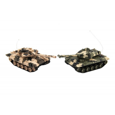 Tank RC maskáč 2ks 25cm tanková bitva+dobíjecí pack 27MHZ a 40MHz se zvukem se světlem