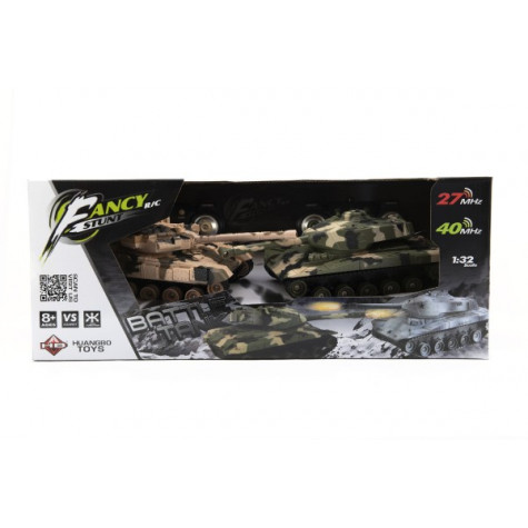 Tank RC maskáč 2ks 25cm tanková bitva+dobíjecí pack 27MHZ a 40MHz se zvukem se světlem