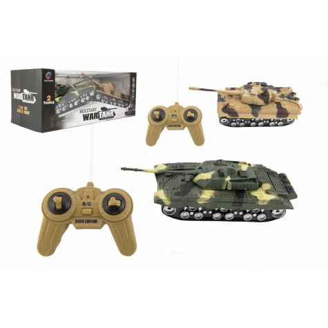 Tank RC 2ks Tanková bitva 25cm plast na baterie se zvukem se světlem