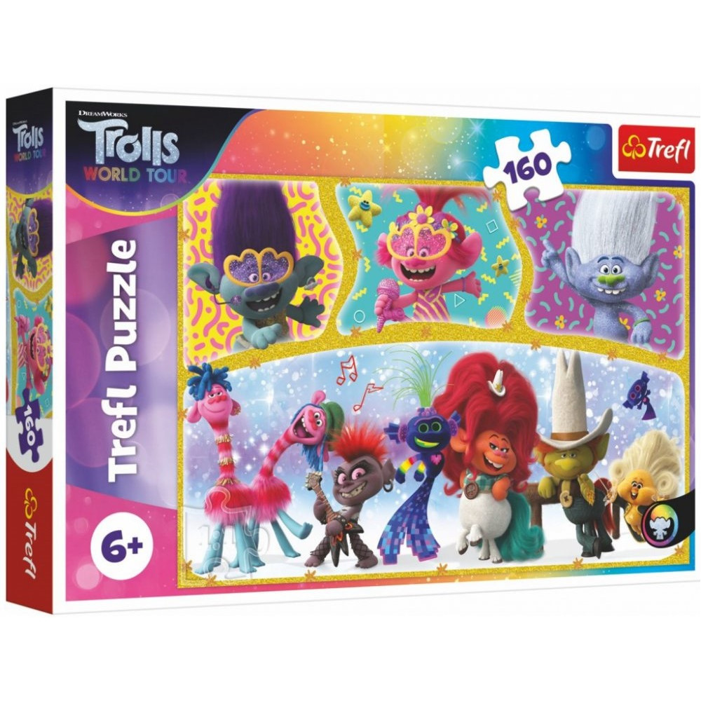 Trefl Puzzle Trolls world tour Šťastný svět Trollů 160 dílků